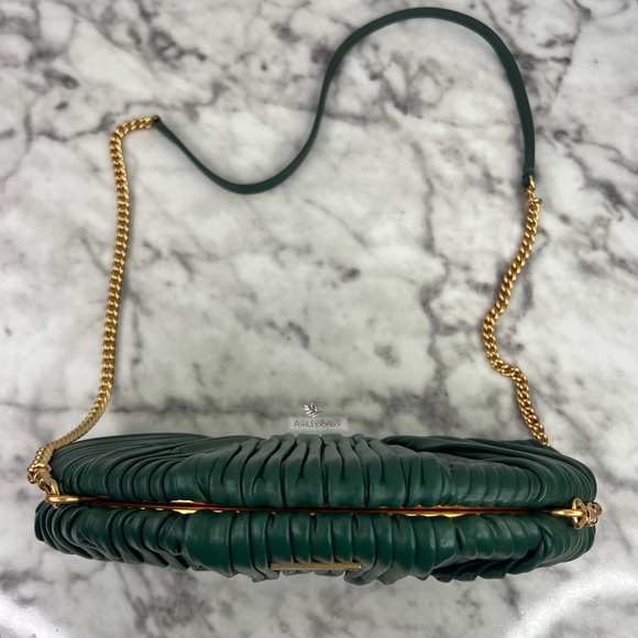 Kate Spade Patisserie Pleated 3d Croissant Clutch In Medieval Forest - Picture 6 of 12